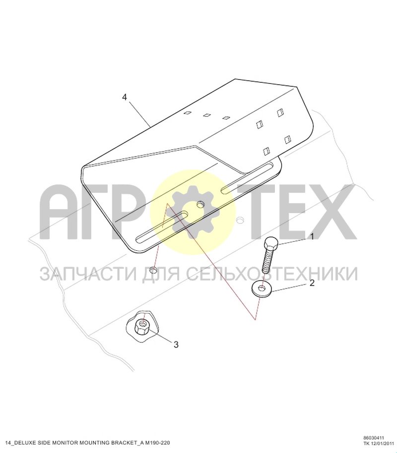 Чертеж Кронштейн крепления бокового монитора (RC1.14.006)